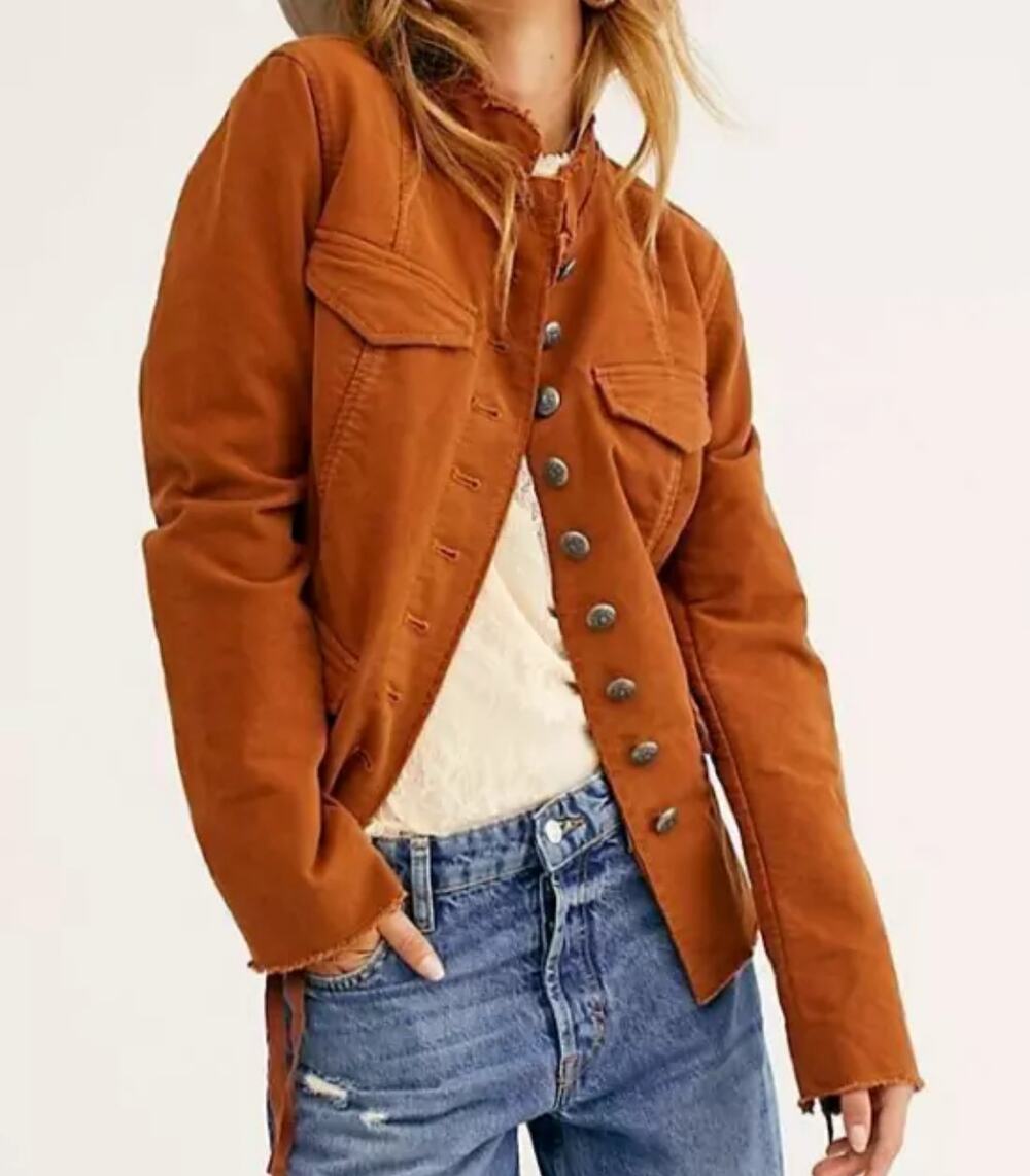 Free people Rust orange Military Style Jacket